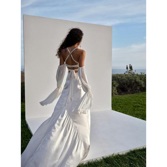 For Love & Lemons Esme Satin Bridal Gown - L - Picture 3 of 7